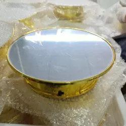 Gold Silver Rotating Display Stand with LED Light for Displaying Goods like Shoes, Bag, Craft Load Weight 5KG Turntable