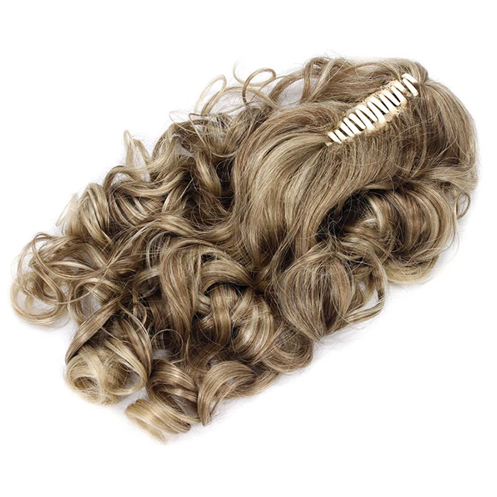 
Hot selling with claw clip long Jerry curly high synthetic ponytail hair extension 
