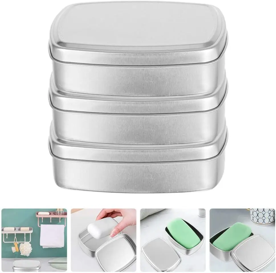 Recyclable Silver Color Square Tin Box Empty Metal Tin Can Metal Tin Aluminum Can For Soap Packaging