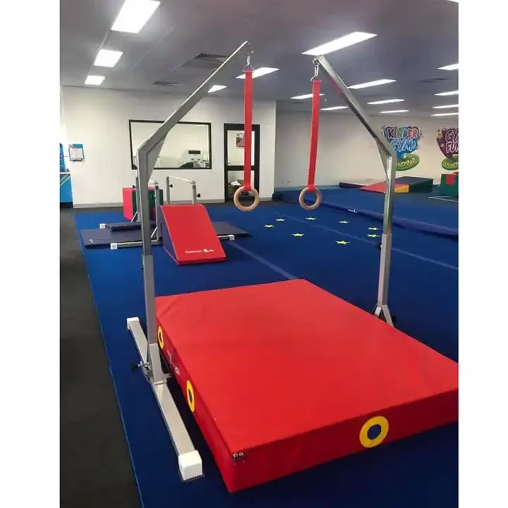 Fitness equipment wooden gymnastics rings with adjustable straps indoor gymnastic rings kid gymnastics equipment for sale