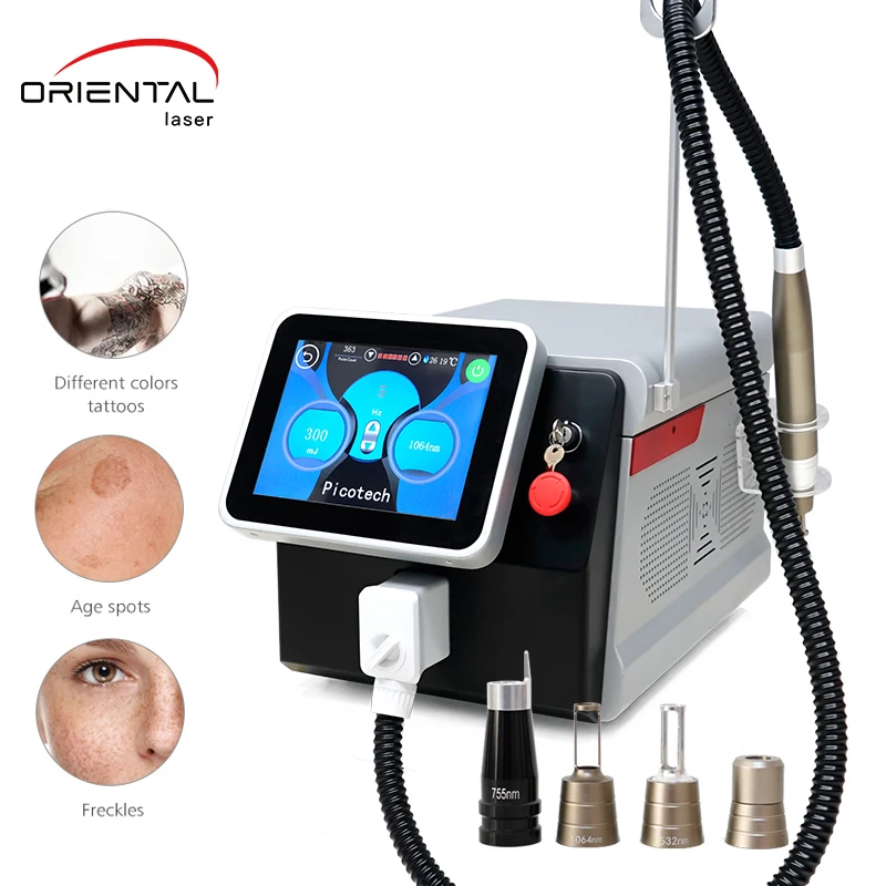 Best professional portable pico second q switched nd yag  laser tattoo removal portable machine with 532nm 1064nm 755nm 1320nm