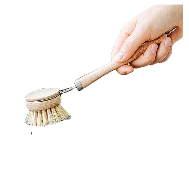 Настраиваемая натуральная экологически безопасная щетка из бамбукового дерева сизаля для чистки кухонных кастрюль