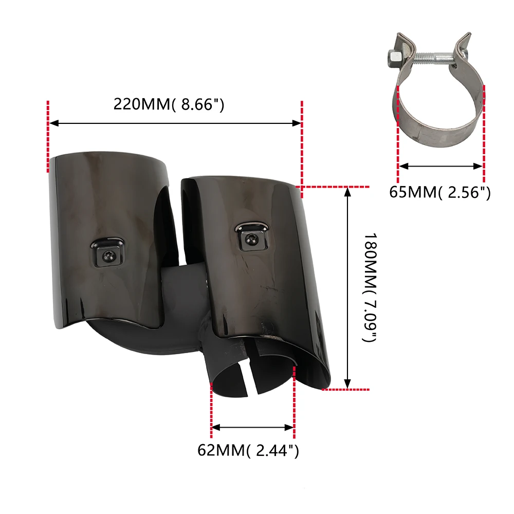 1 Pair Tail Throat Muffler Pipe Black Stainless Steel Exhaust Pipe for Porsche Macan 19-21 Exhaust Tip