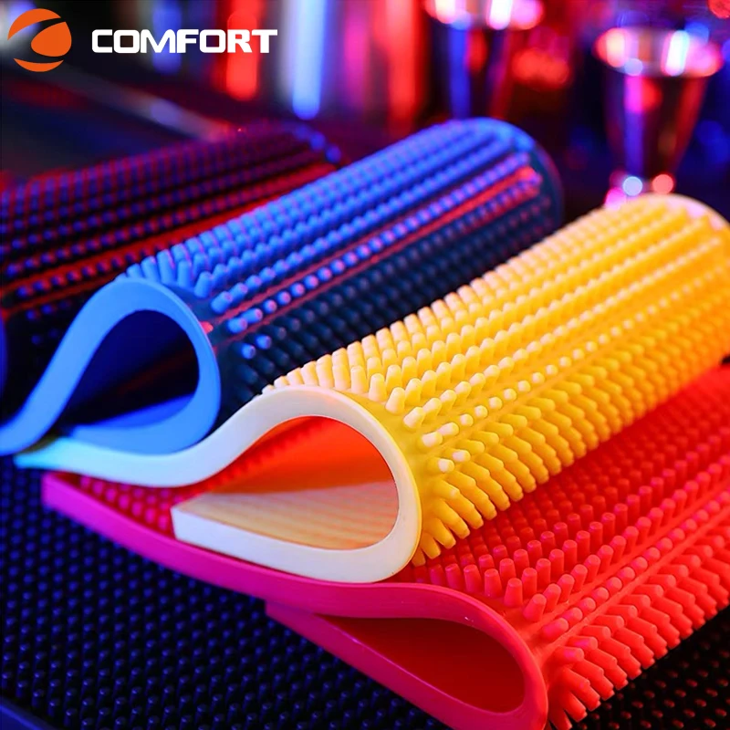 Promotion Advertising customized Logo Color Bar Mat  PVC Soft Rubber Bar Mat Beer Mats