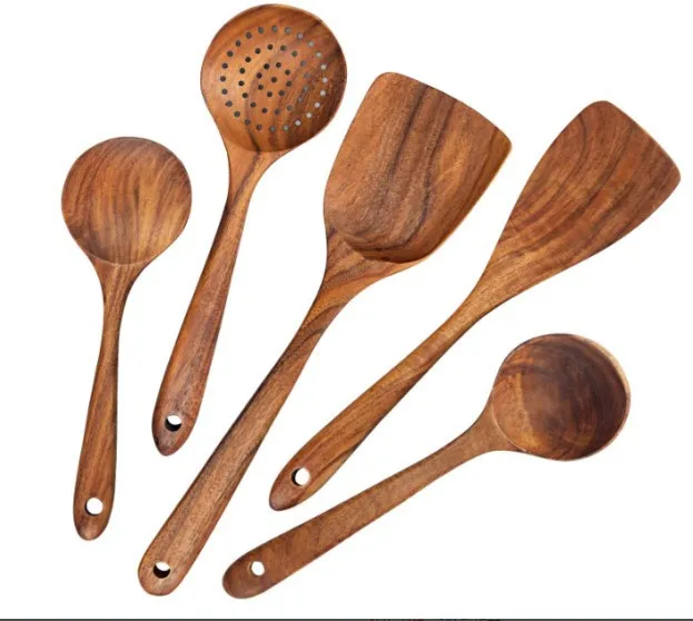 Wholesale Customizable Teak Wooden Cooking Spoon Small Acacia Kitchen Utensil Serving Spatula for Food Preparation