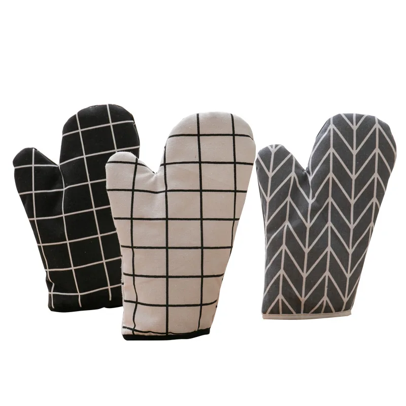 Oven anti-scald thickening baking plaid cotton microwave oven lengthened heat insulation