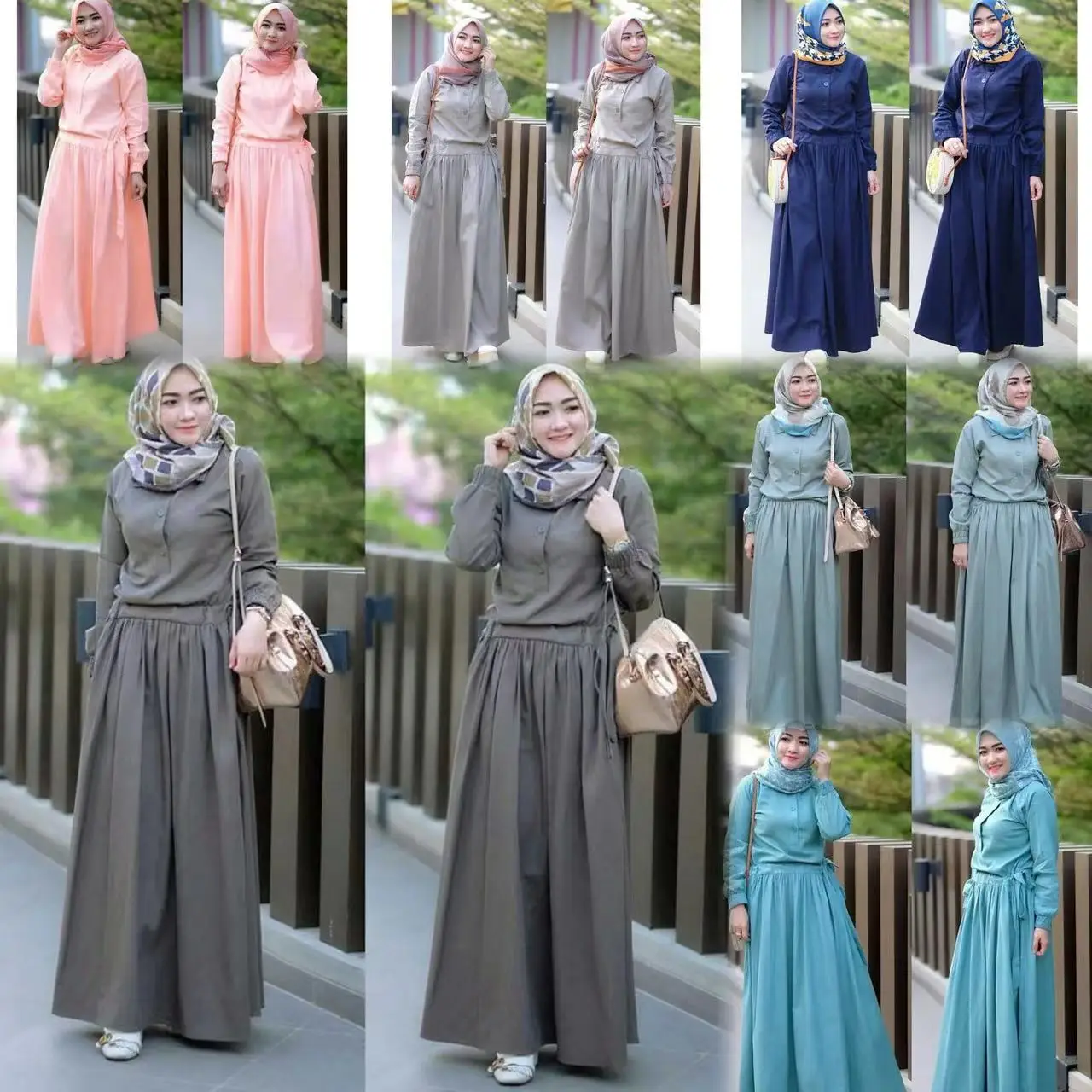 Dubai Women Muslim Dress tailored solid color pleated chiffon Islamic moderate dress with belt long sleeve Abaya