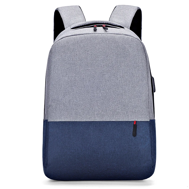 Custom logo plain waterproof polyester college computer bag unisex daily zipper travel school contrast color laptop backpack