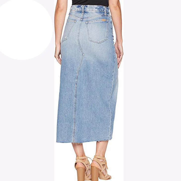 Factory Supply Wholesale Casual Latest Fashion Long Youth Maxi High Split Jeans Skirt Women