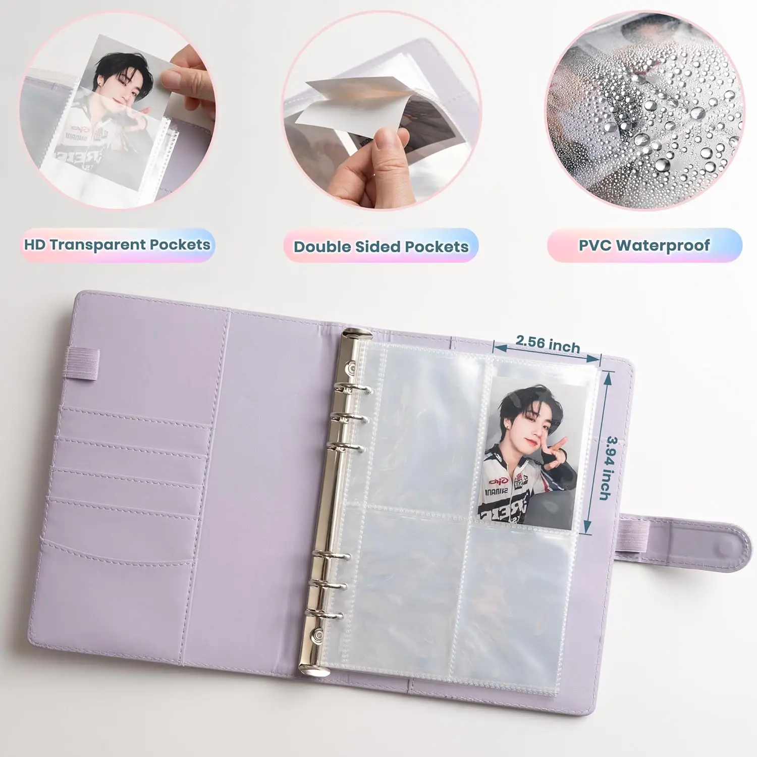 Kpop Album Photocard Binder Cute A5 Binder 6 Ring Photocard Holder Cute PU Leather Card Binders for K-pop Photocards