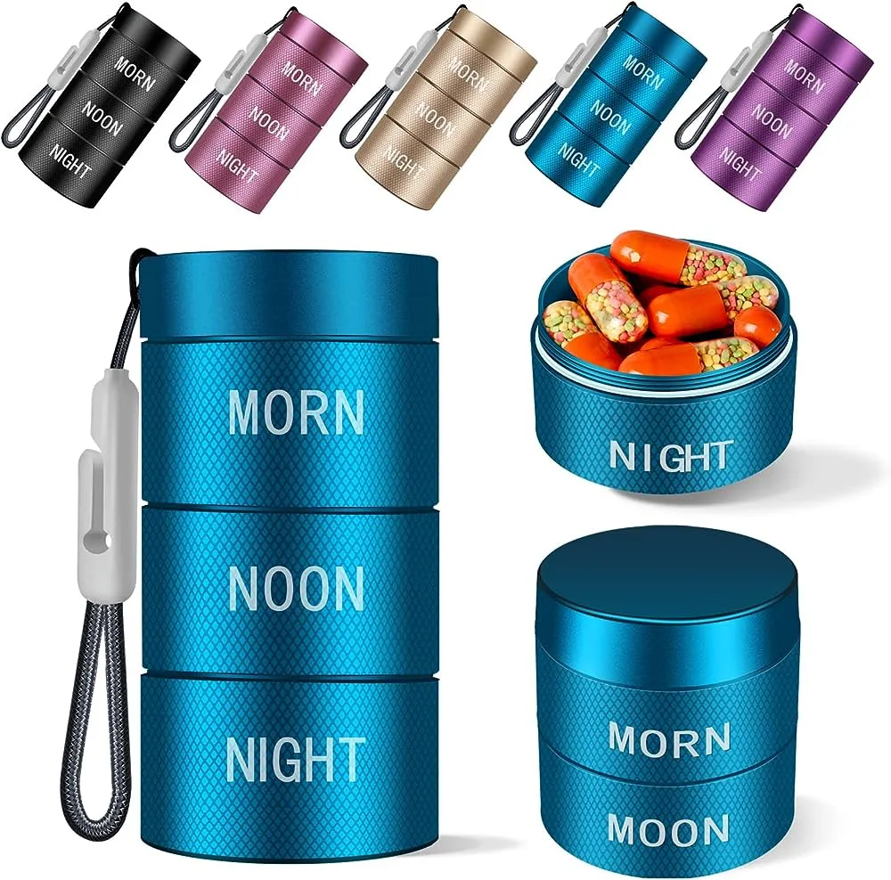 Metal sealed Waterproof Outdoor First Aid Aluminum Alloy Medicine Bottle Divided Box Three a Day Convenient