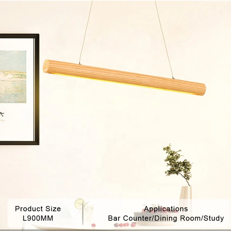 dimmable wood long cylinder 15w office modern luminaire suspension hanging led ceiling pendant light