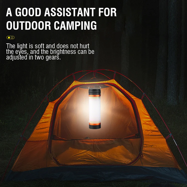 2023 New Arrival Outdoor Portable Led 20w Rechargeable Camping Light Waterproof Torch Flashlight With Power bank function