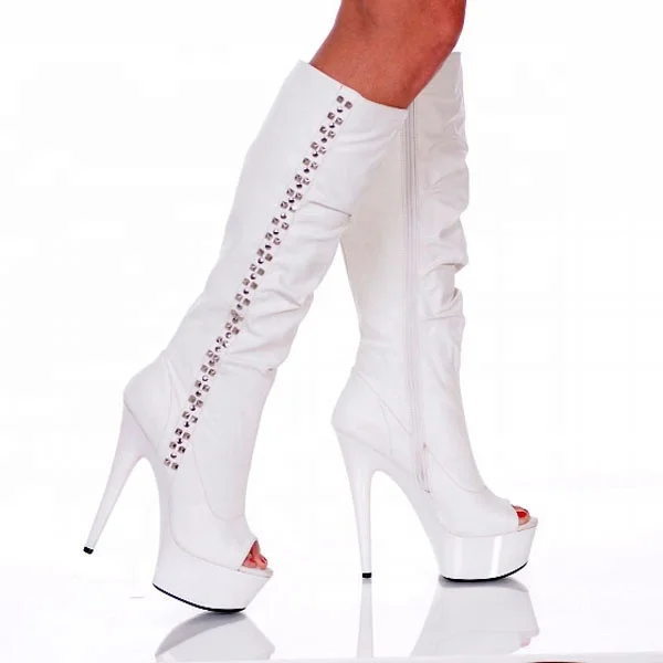 Sexy stage performance side zipper boots 15 cm high with pole dancing boots