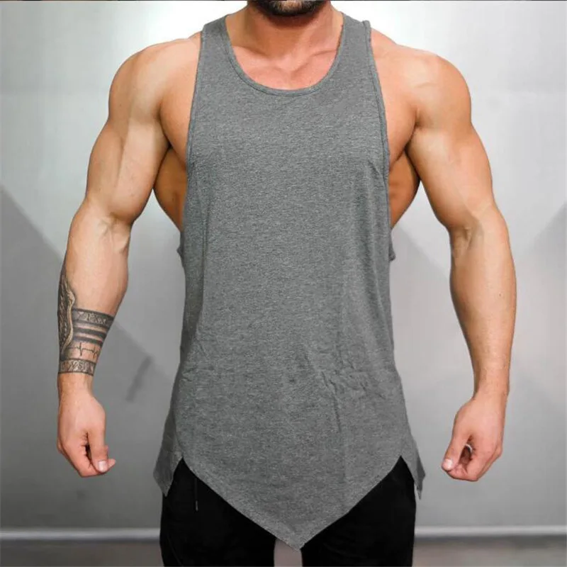 Customized Muscle Training Gym Tank Top Vest Crew Neck Shirt Mens Tank Top Workout Mens Cotton Sleeveless Tank Top