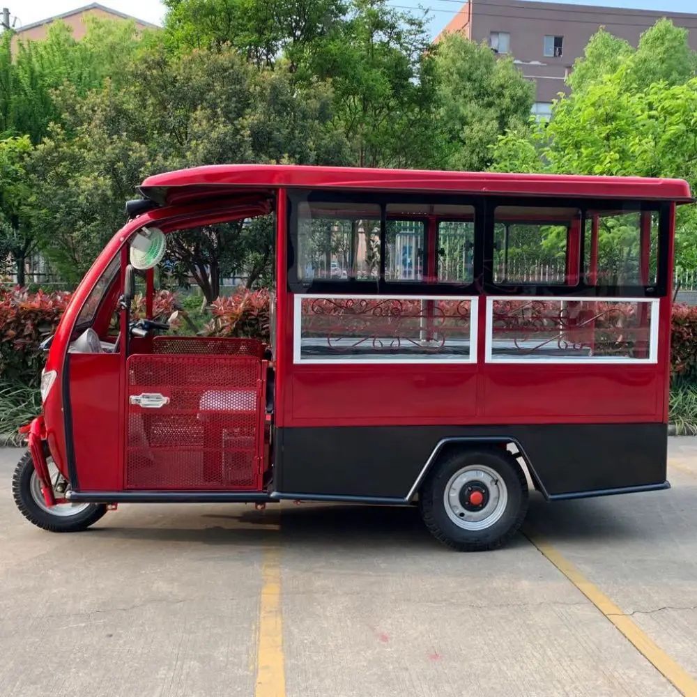 2000W 60V outdoor sightseeing travel touring closed electric tricycle with seven passengers family shopping vehicle tour car