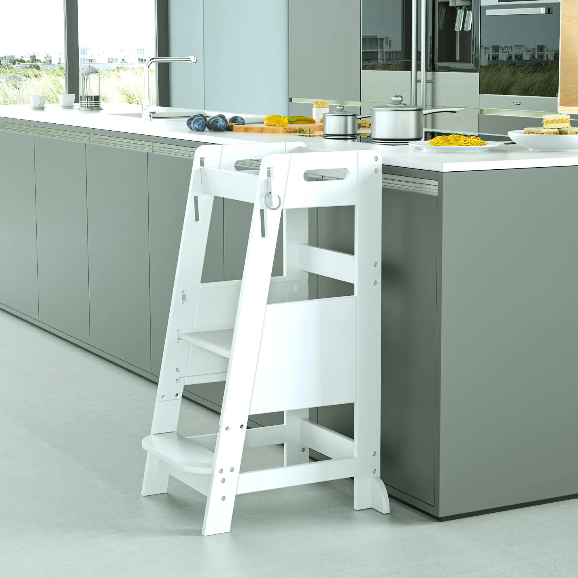 Folding Toddler Montessori Helper Tower Wooden Learning Tower Kitchen Step stool