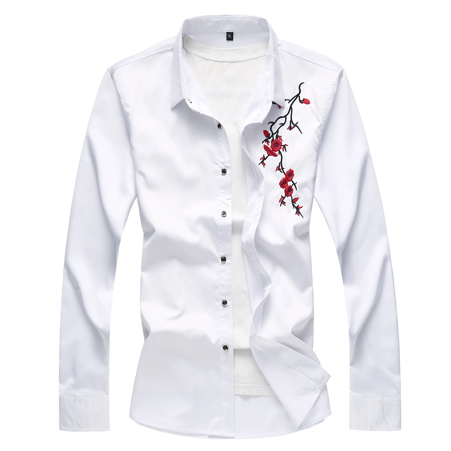 2020 latest hot sale fashion long sleeve embroider formal dress business white tuxedo shirts