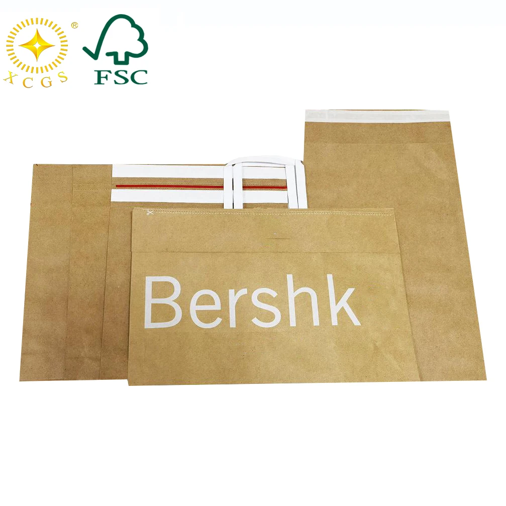 Custom 100% Biodegradable Gusset Brown White Kraft Paper Bag Mailer Envelope for Clothes