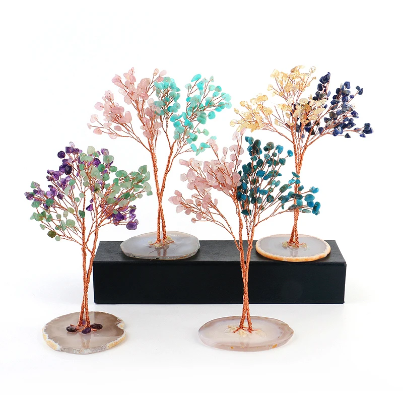 Wholesale Natural Healing Stones Quartz Tree Fengshui Hand Made Lucky Crystal Tree For Decoration