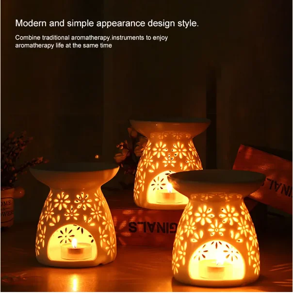 Wax Melt Essential Oil Burner, Ceramic Aroma Burners Diffuser Holder Aromatherapy Tarts Assorted Wax Scented Candle Warmer