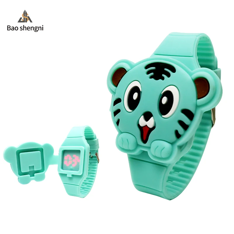 Wholesale Customization Fashionable Cartoon Soft Silicone Pop Flip Toys Watch LED Digital For Boys Girls