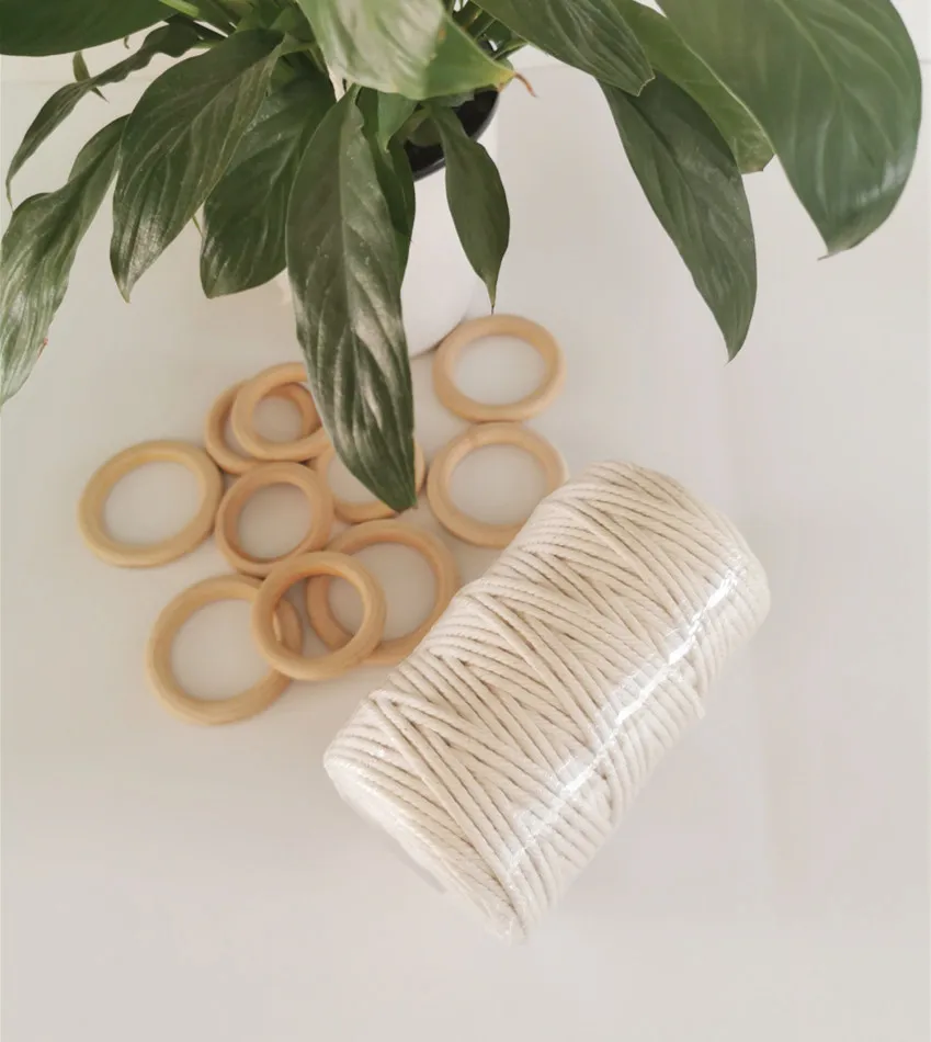 Оптовая продажа, термоусадочная упаковка, высококачественный витой шнур из чистого хлопка для макраме, 4 мм х 100 м