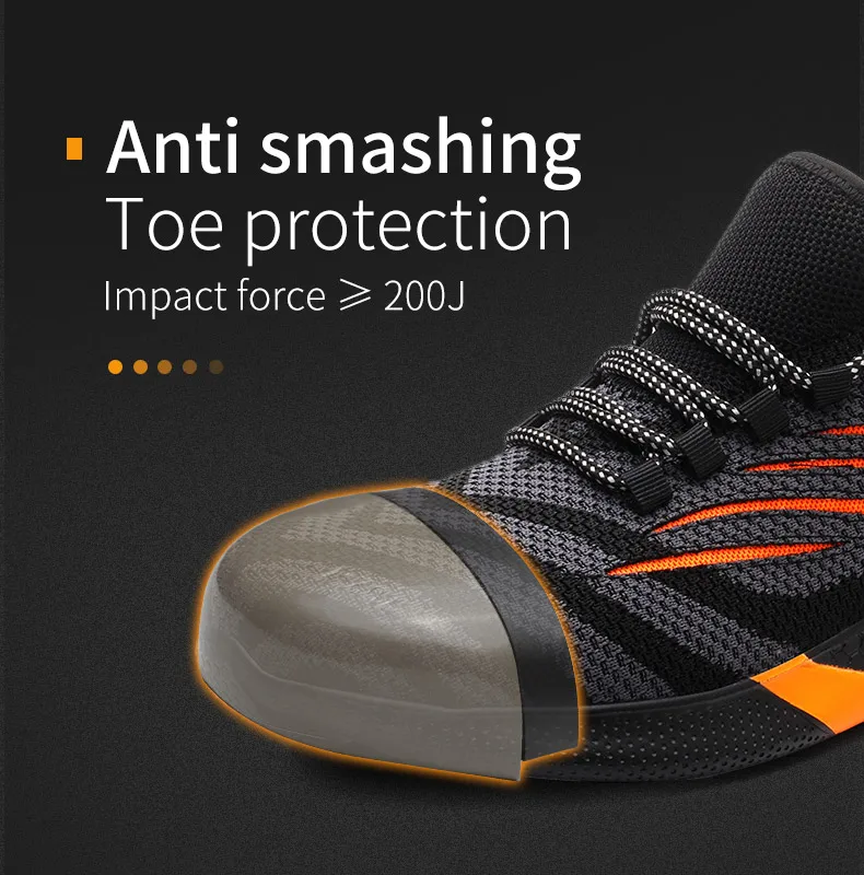 SAFETY Construction Protective Security Work Boots Lightweight Flying Knit Upper Steel Toe Safety Shoes