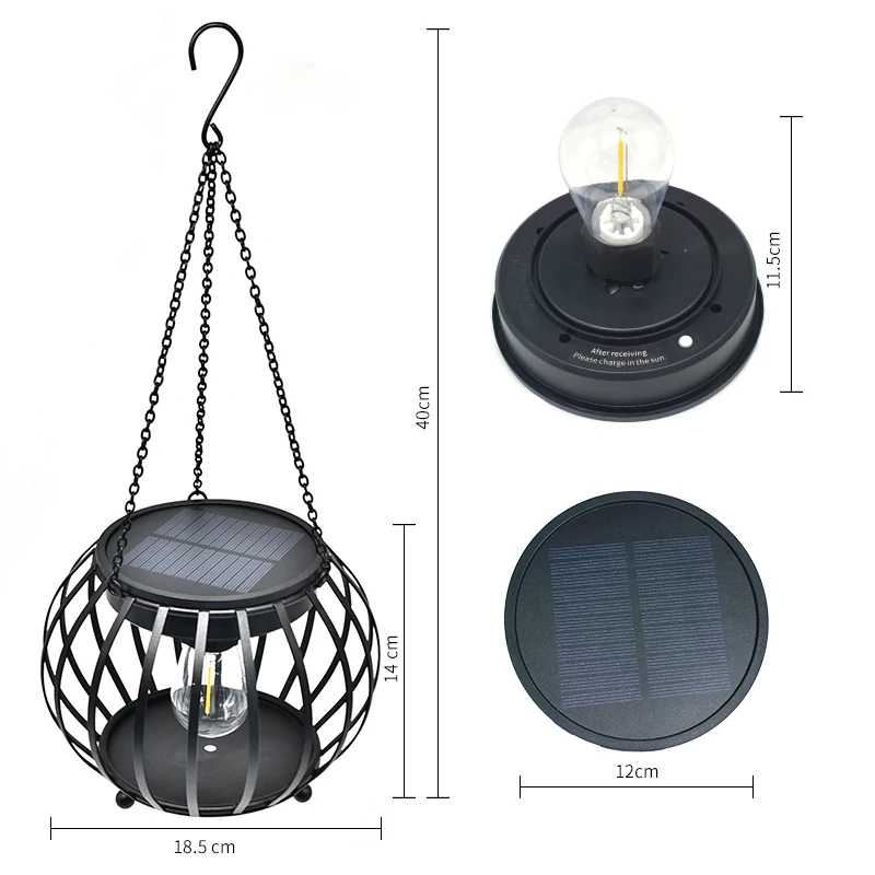 Outdoor decoration waterproof metal hanging pumpkin lamp solar lantern garden light led