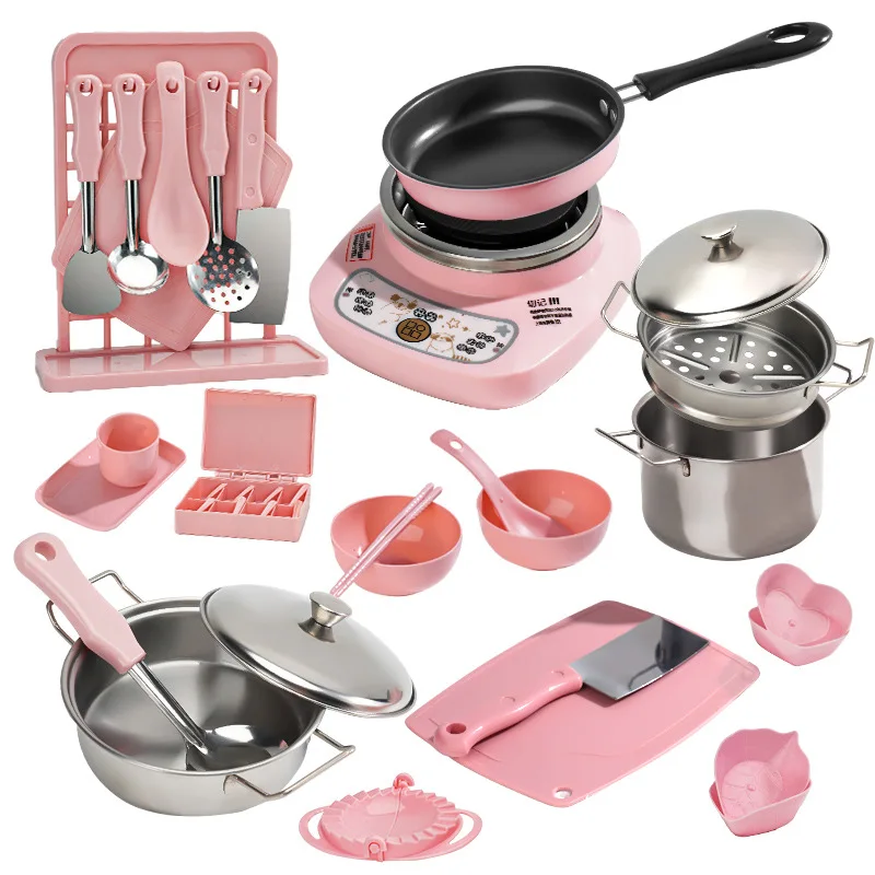 Hot sale Cooking Set Toys Pretend Play Toys Indoor Home Play DIY Real Mini Cook Kitchenware Play Kitchen Toys for Girls Kids