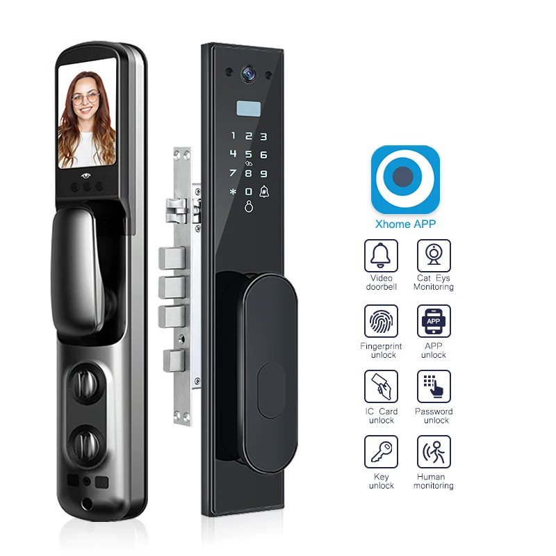 Recognition Door Lock With WIFI APP Remote Unlock Capture Photo Peephole camera, video intercom Smart lock