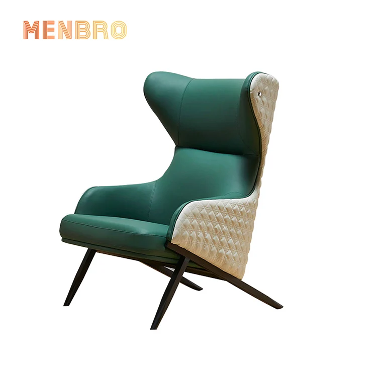 
China Supplied Modern Chair Lounge Bedroom Contemporary Genuine Leather Metal Relax Leisure Arm Chair For Sitting Room 