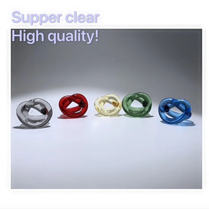 Independent Design Fashion Resin Acrylic Statement  know Jewelry Heart Ring Simple Knotted Love Heart Ring For Girls