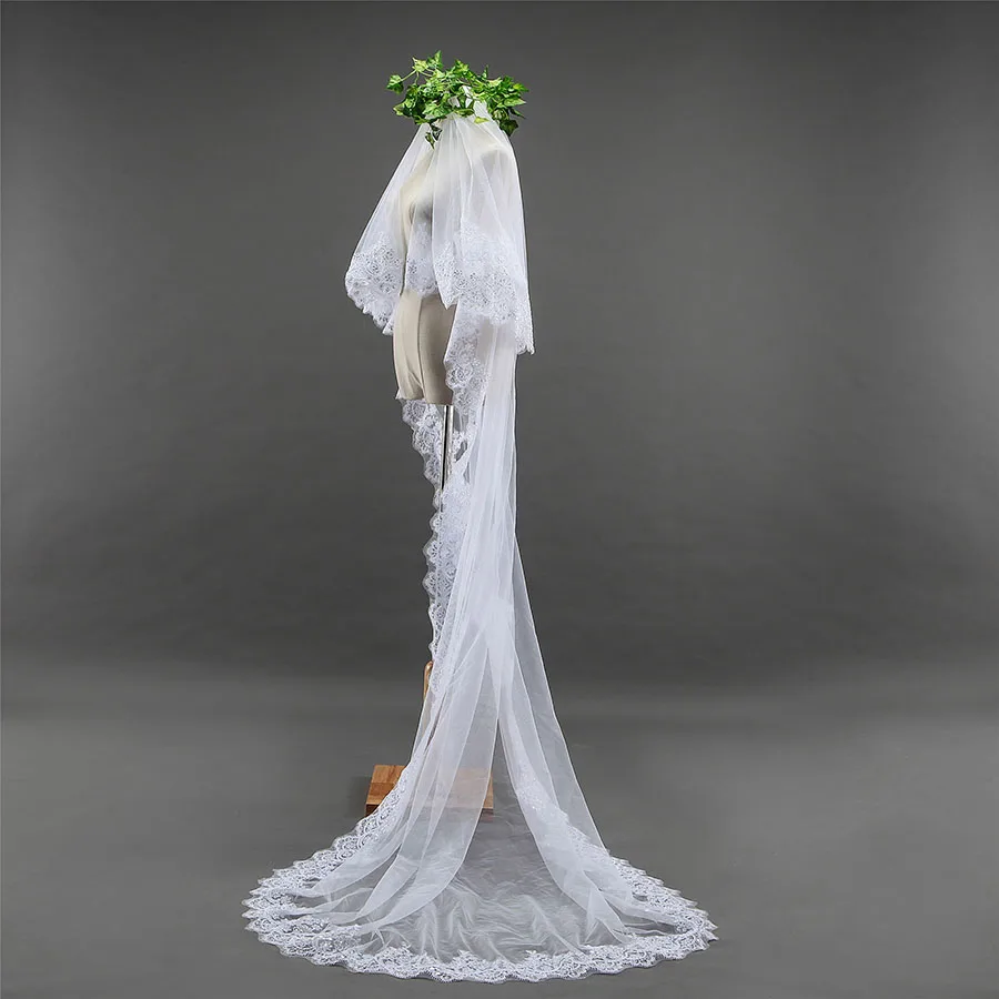 
2 Tier Cathedral length Veils Lace Long Veils 3m Wedding Veils 