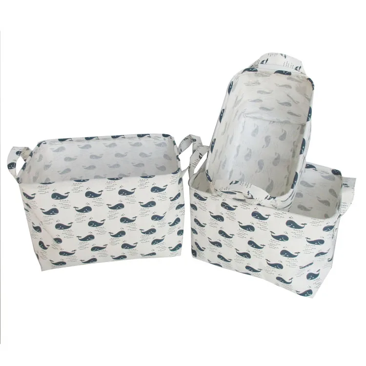 Rectangle Kids Storage Basket Cute Dolphin Pattern Fabric Storage Basket PE Coating Waterproof Storage Baskets For Organizing