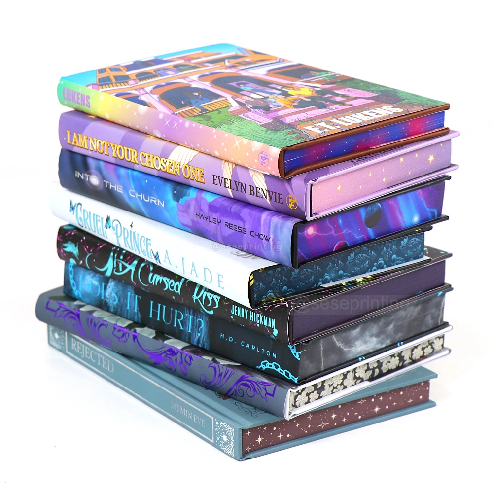 Well Designed Custom Book Printing Exclusive Hardcover Novel Books Multi-colored Stenciled Sprayed Edges
