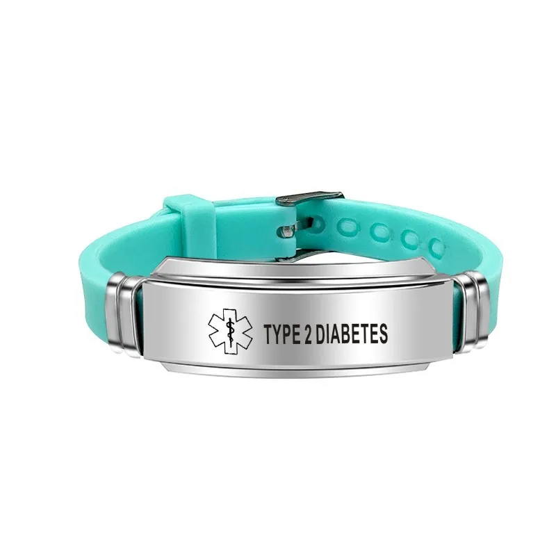 New Explosive Fashion Sky Blue Silicone Pin Buckle Stainless Steel Medical Bracelet Fashion Jewelry can engravable bracelet 010