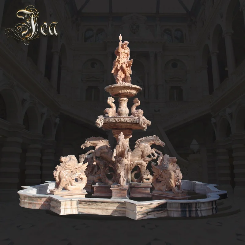 Customized Service lions and Lion Head Bowls Stone Fountain For Sale