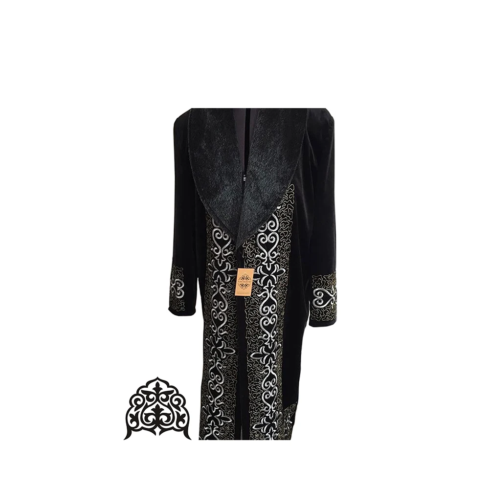 
Artificial Fur Clothing Kazakh National Male Full Length Chapan Overcoat 