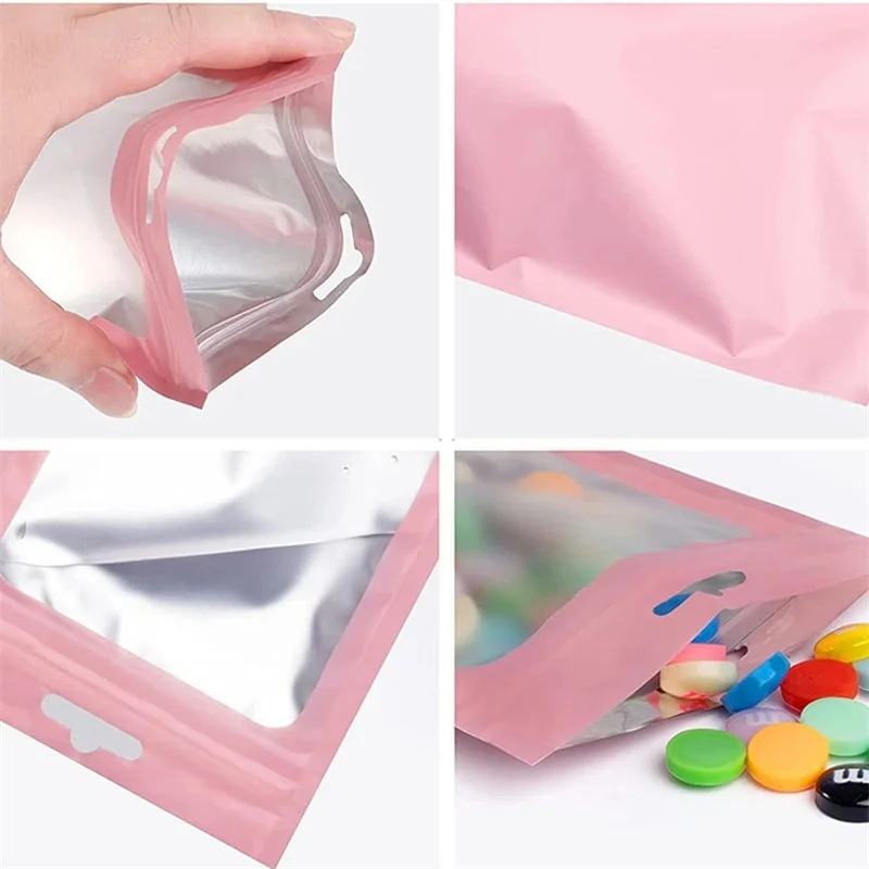 Colorful Mylar Bags Ziplock Hang Bag for Jewelry Display Packaging Self Sealing Foil Pouch