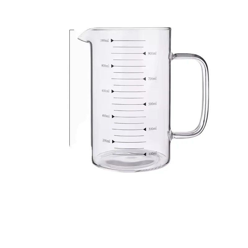 Custom High Quality Borosilicate Glass Cup V Mouth Kitchen Household WIth Handle And Scale Line