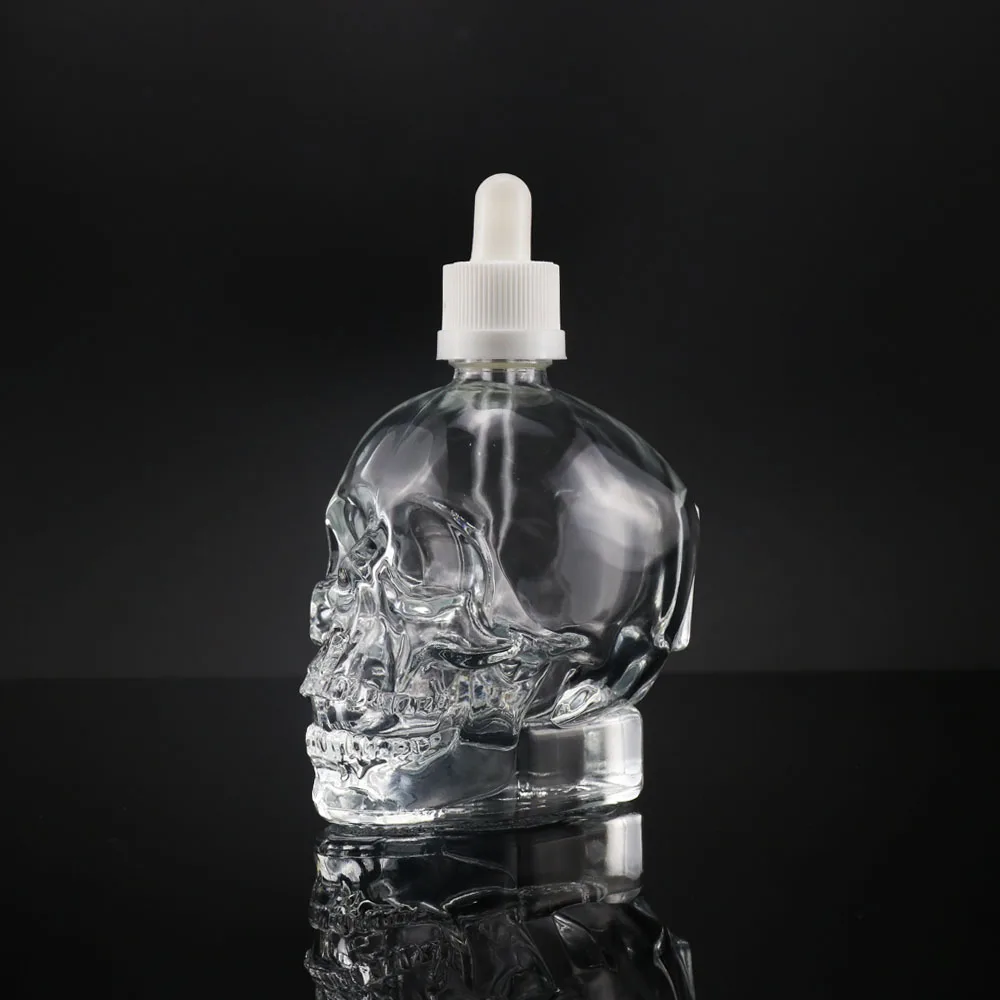 1oz 2oz 120ml spray bottles beard oil 30 ml 30ml 60ml small clear colour frosted black color shaped skull glass dropper bottle