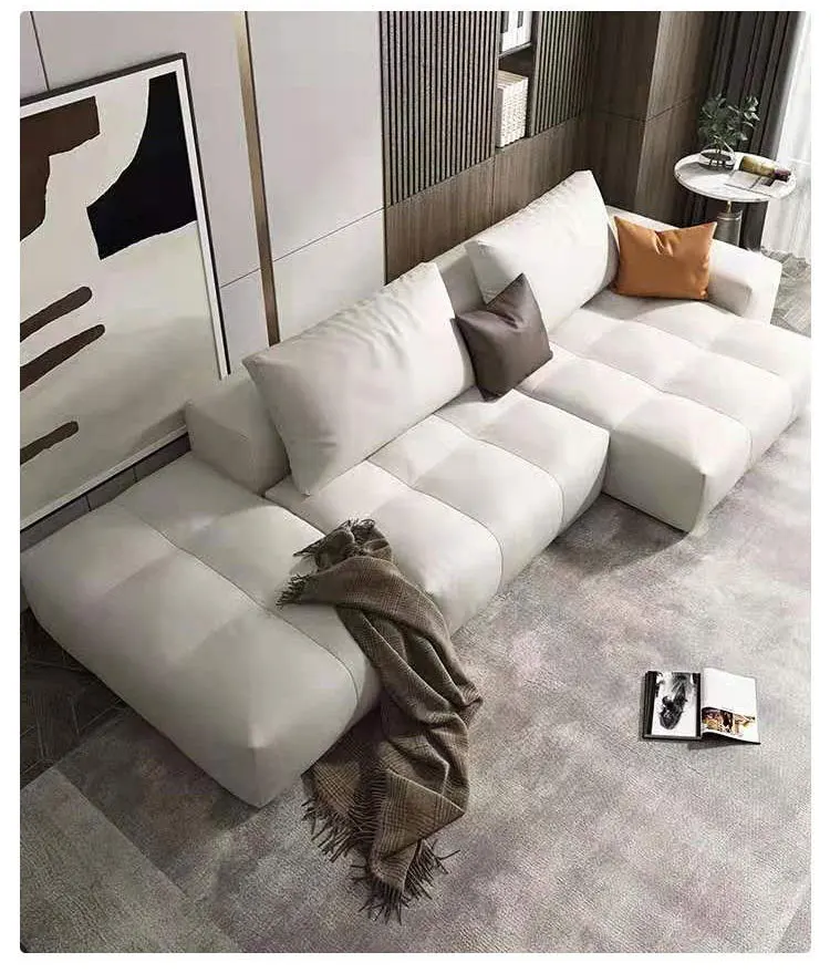 Contemporary Modern Reclining Comfortable Recliner Sectional Sofa White Leather sofa