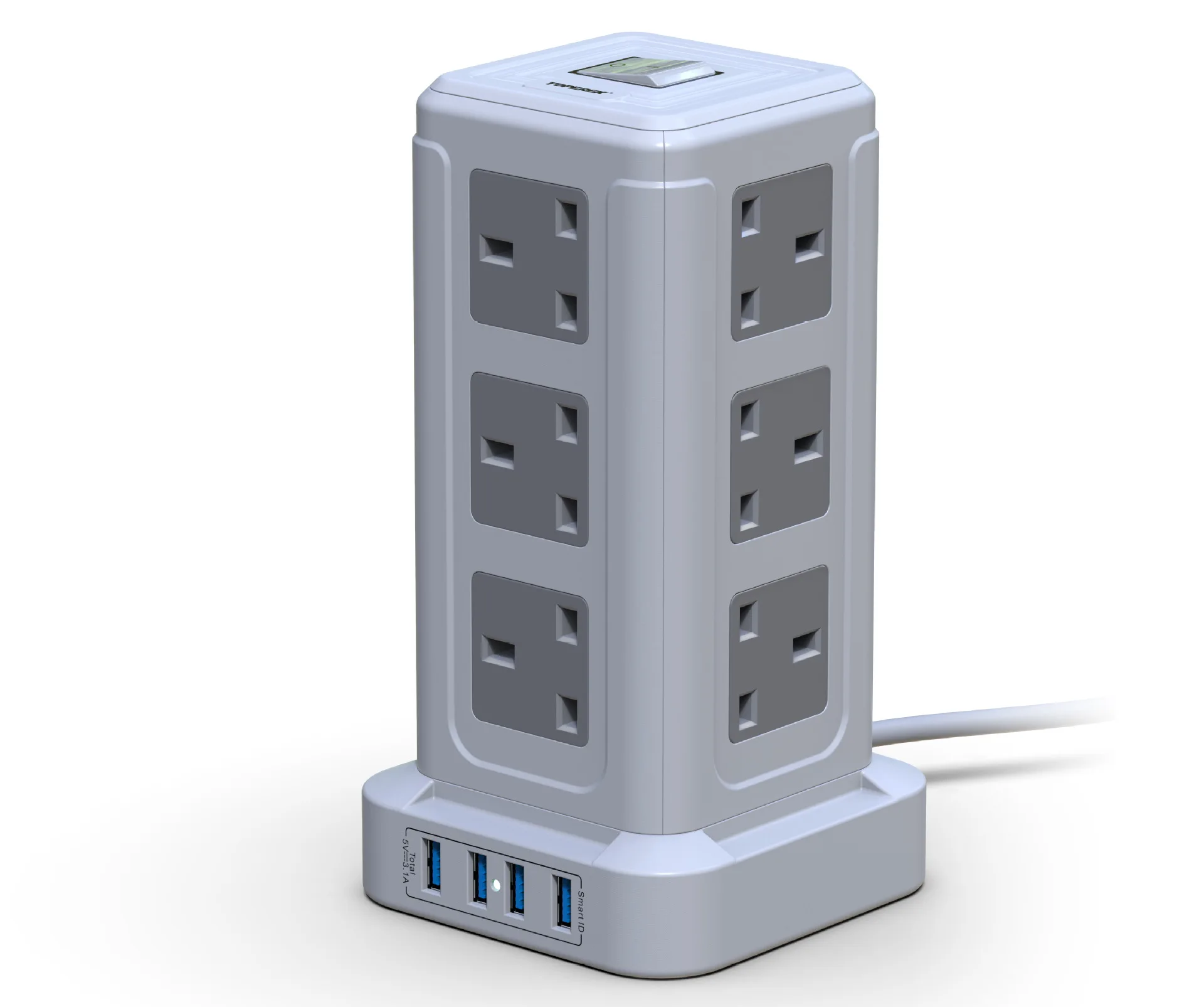 Direct deal uk multi socket tower power socket tower 110V-240V tower socket kitchen