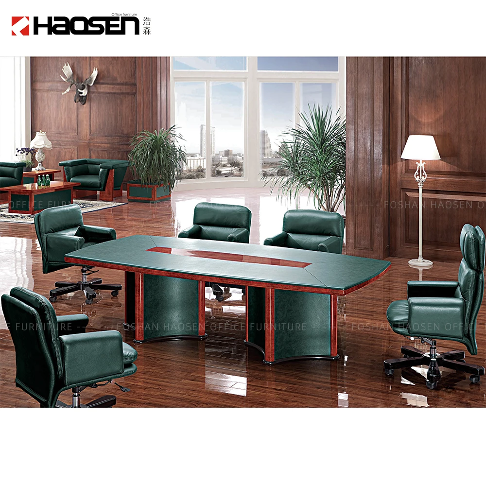 Деревянная кожаная роскошная дизайнерская мебель для конференц-зала длиной 8 человек стол и стул конференций