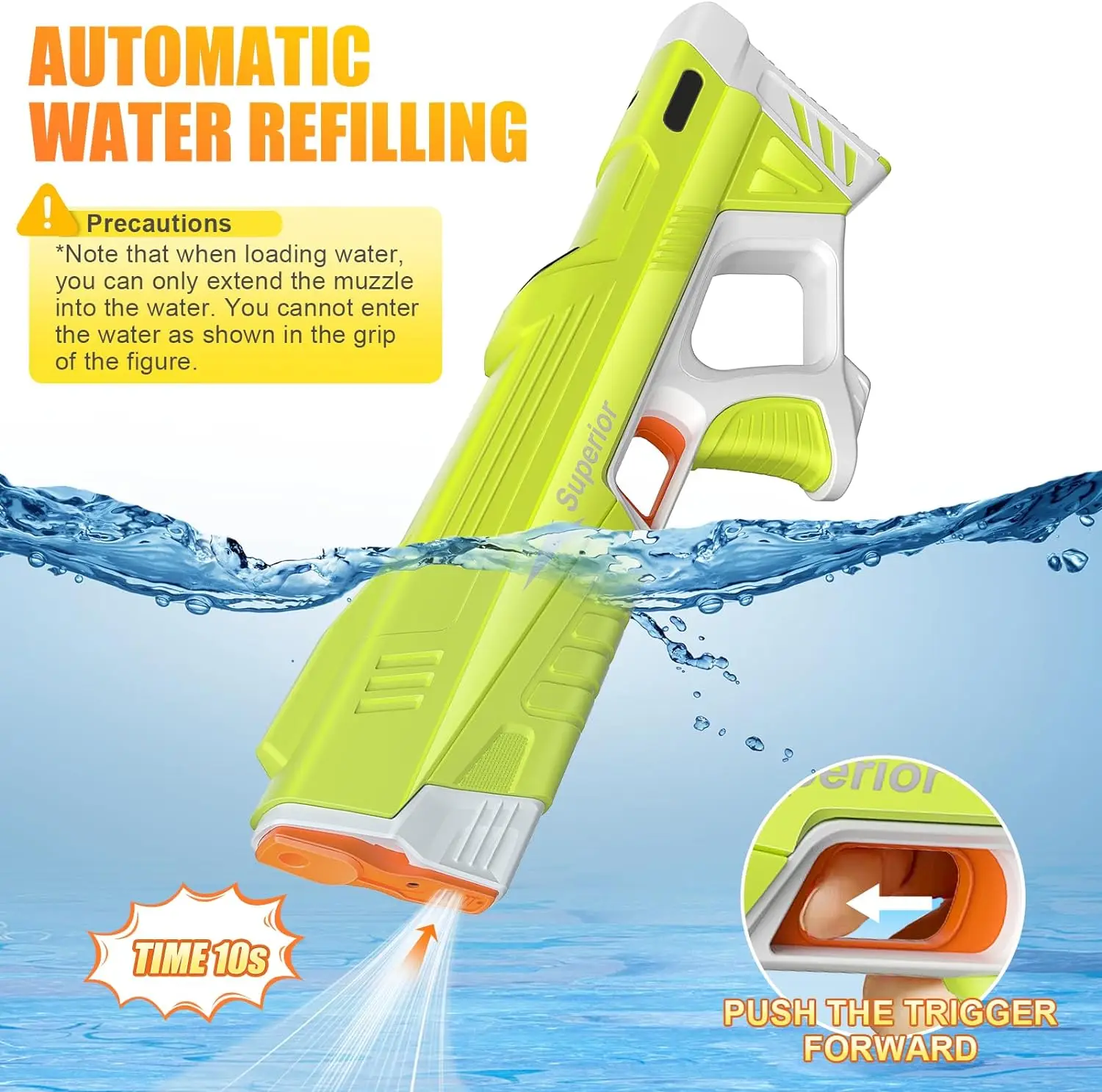 Best Selling Summer Full Automatic Electric Water Gun for Kids Adults up to 32 Ft Soaker for Outdoor Use Made Durable Plastic