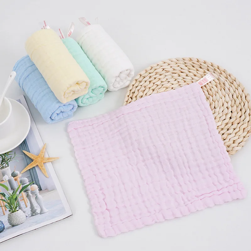 Square Absorbent Cotton 6 Layers Muslin  Terry Baby Baby Face Towel Set Baby Towel Face Wash Cloth