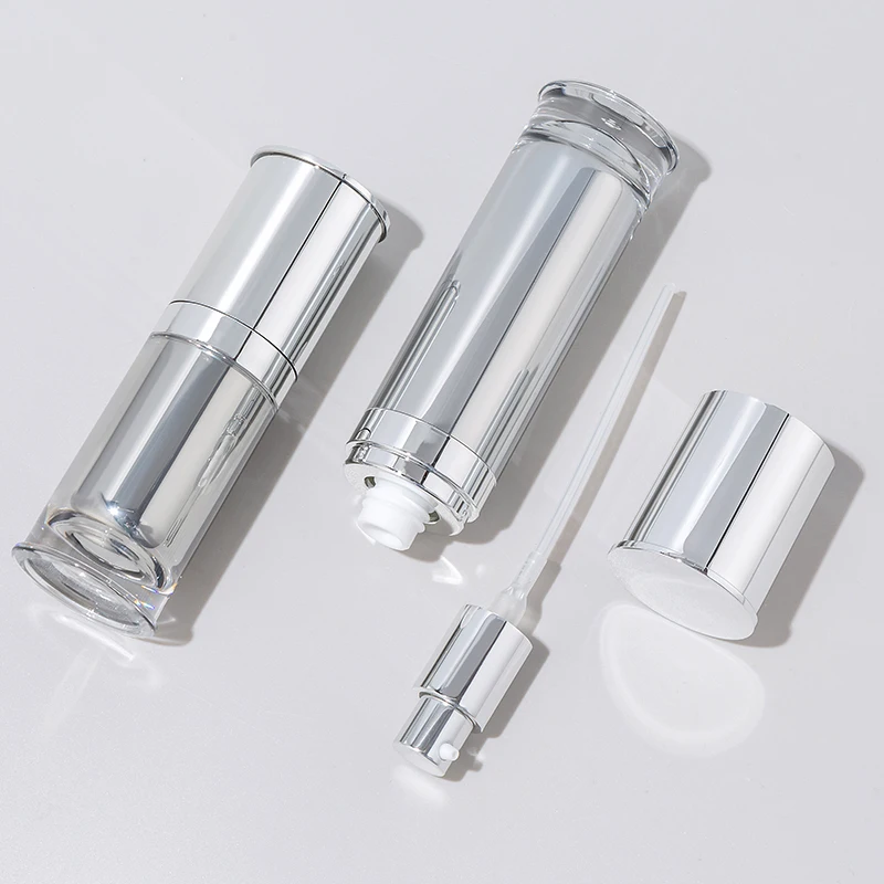 30ml 50ml 80ml 120ml 20g 30g 40g 50g Silver Cosmetic Plastic Cream Container Luxury Jar Packaging Acrylic Lotion Pump Bottle