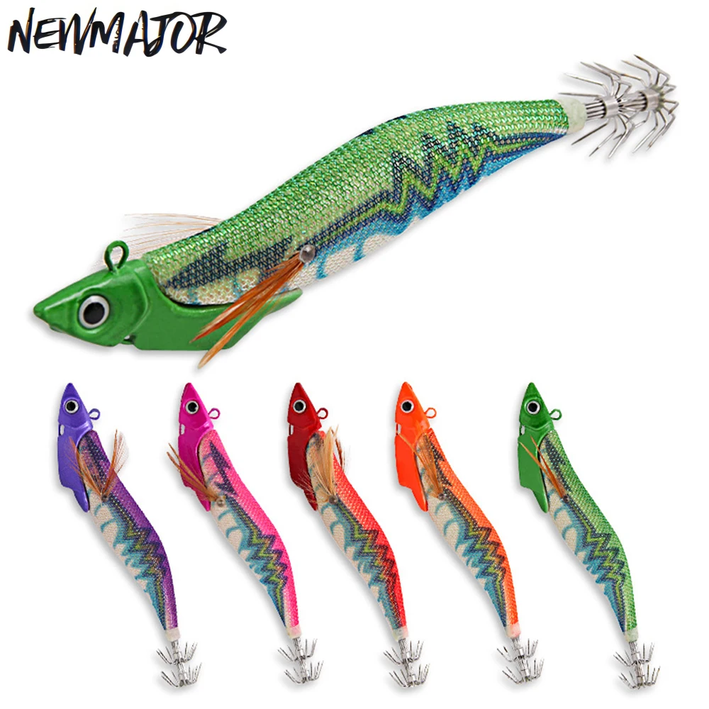NEWMAJOR 13 4 см 38 5 г светящийся деревянный Воблер для креветок мягкий крючок кальмаров джиг каракатица осьминог приманка морской рыбалки