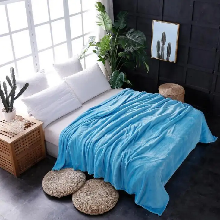 High quality customized solid selimut bulu coral fleece flannel blankets